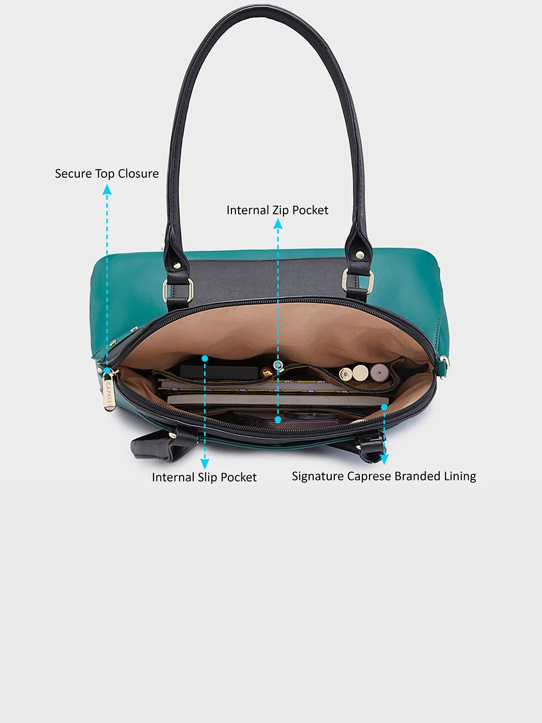 Caprese Shelby Large Black Satchel Bag - Image 4