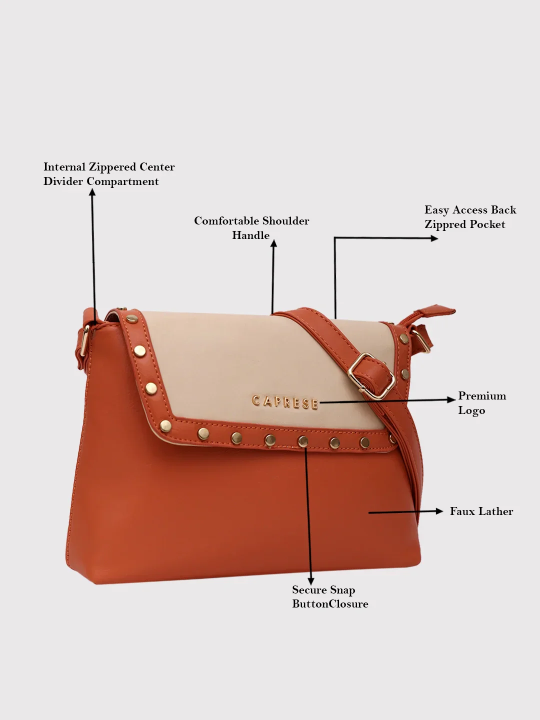 Caprese Shelby Medium Beige Sling Bag - Image 2