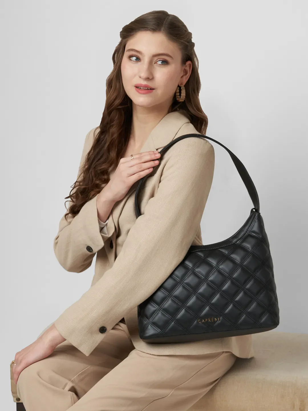 Caprese Shereen Large Black Baguette Bag - Image 8