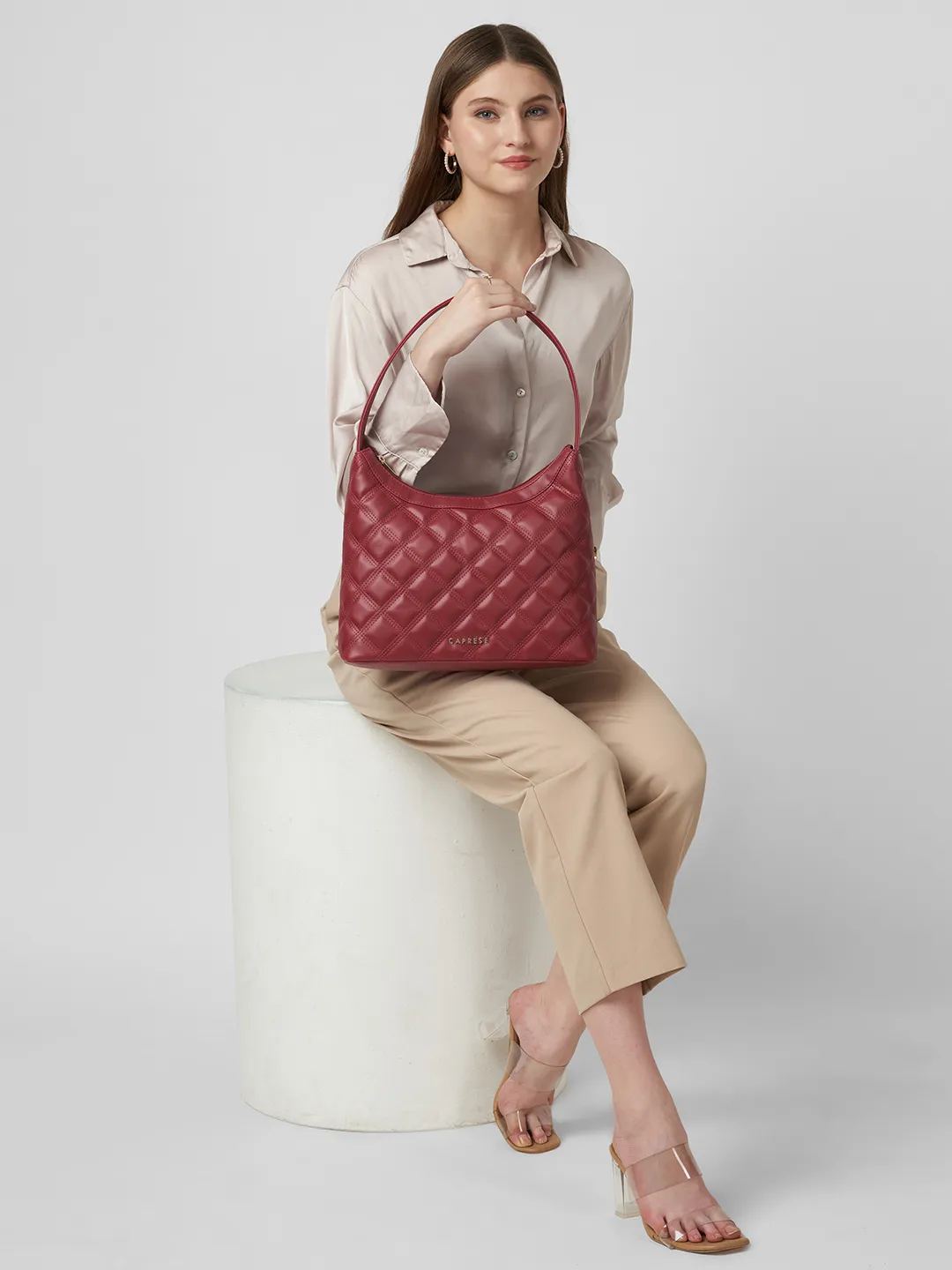 Caprese Shereen Large Cherry Red Baguette Bag - Image 7