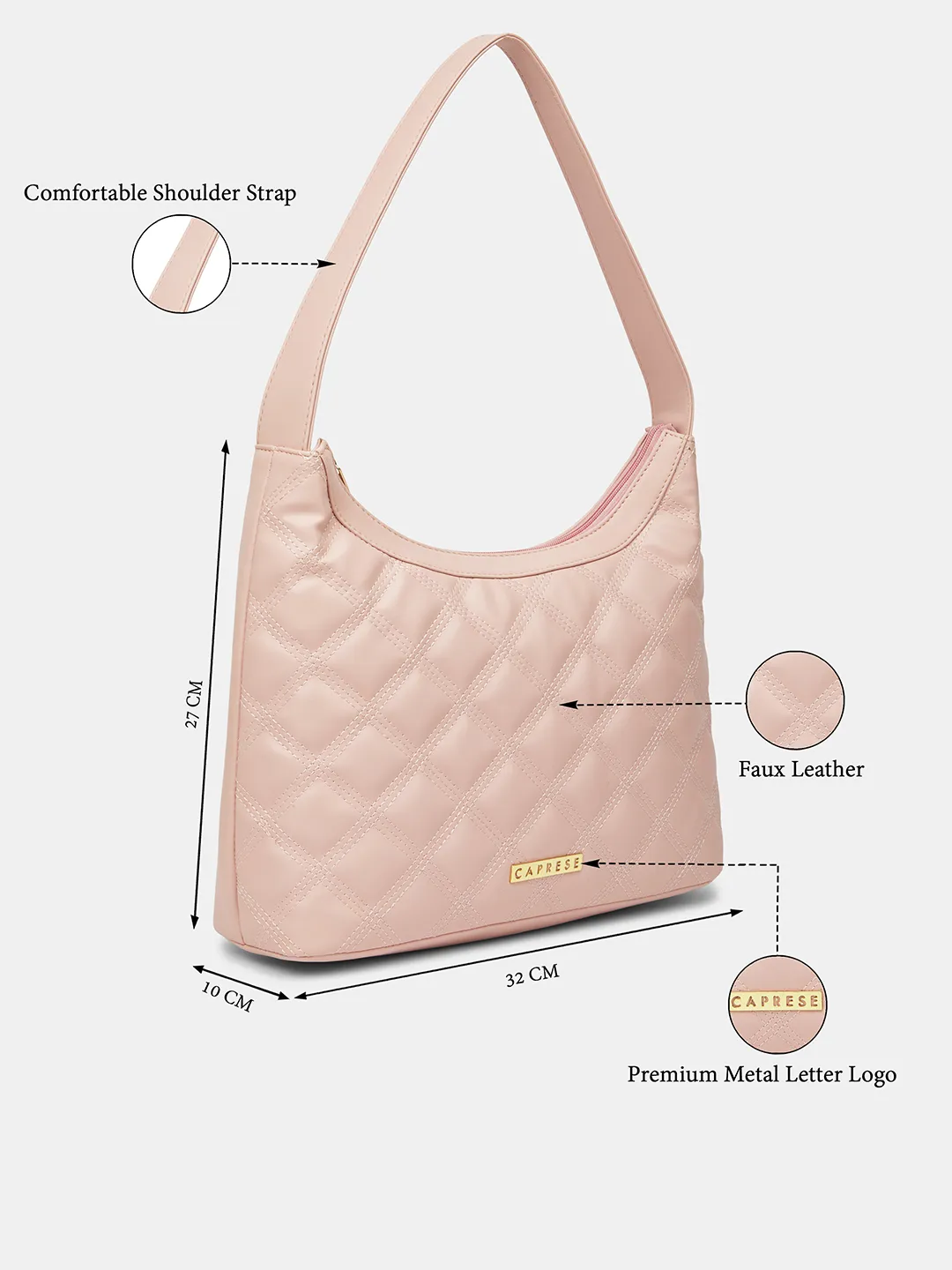 Caprese Shereen Large Dark Pink Baguette Bag - Image 3