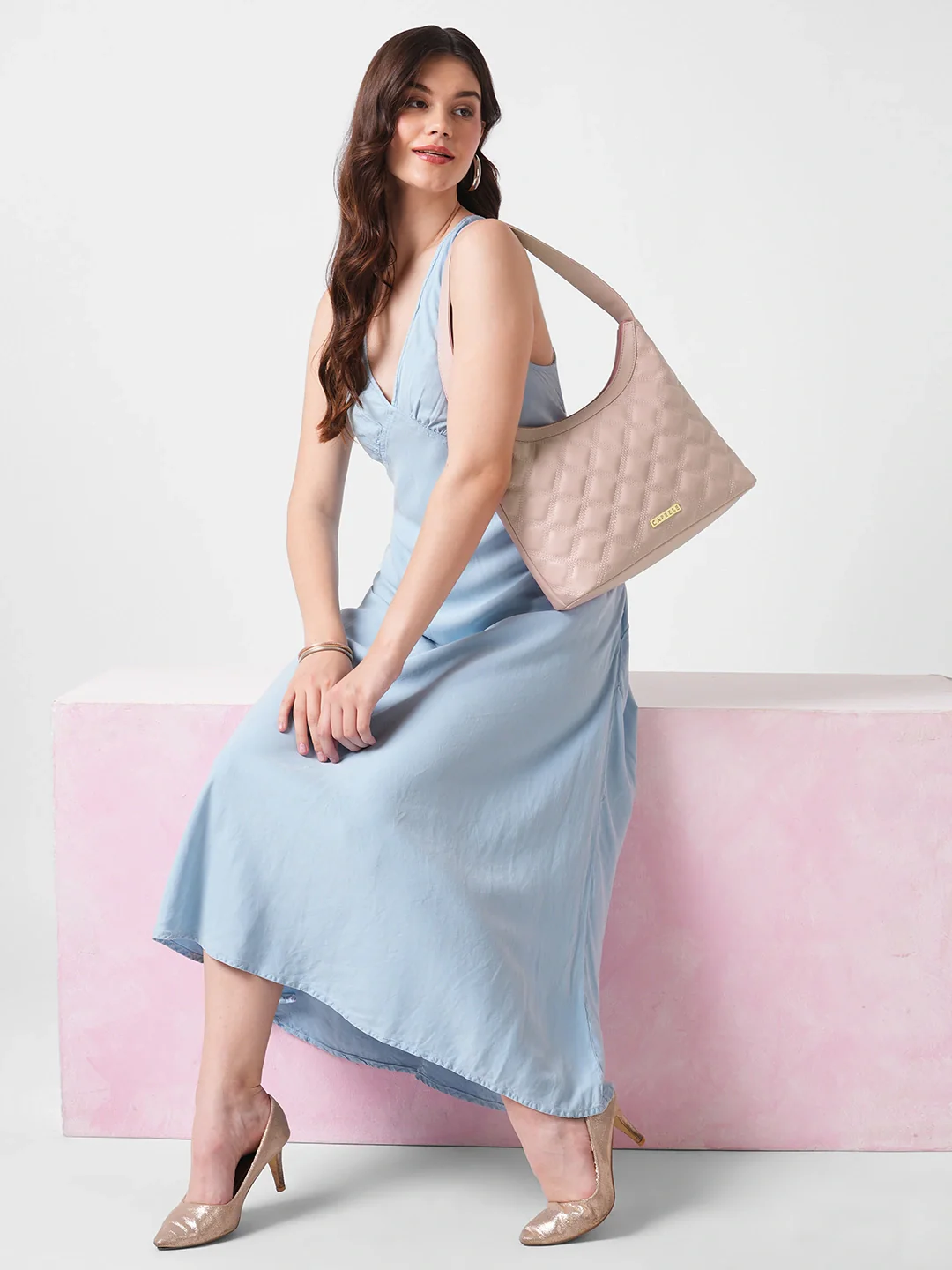 Caprese Shereen Large Dark Pink Baguette Bag - Image 7
