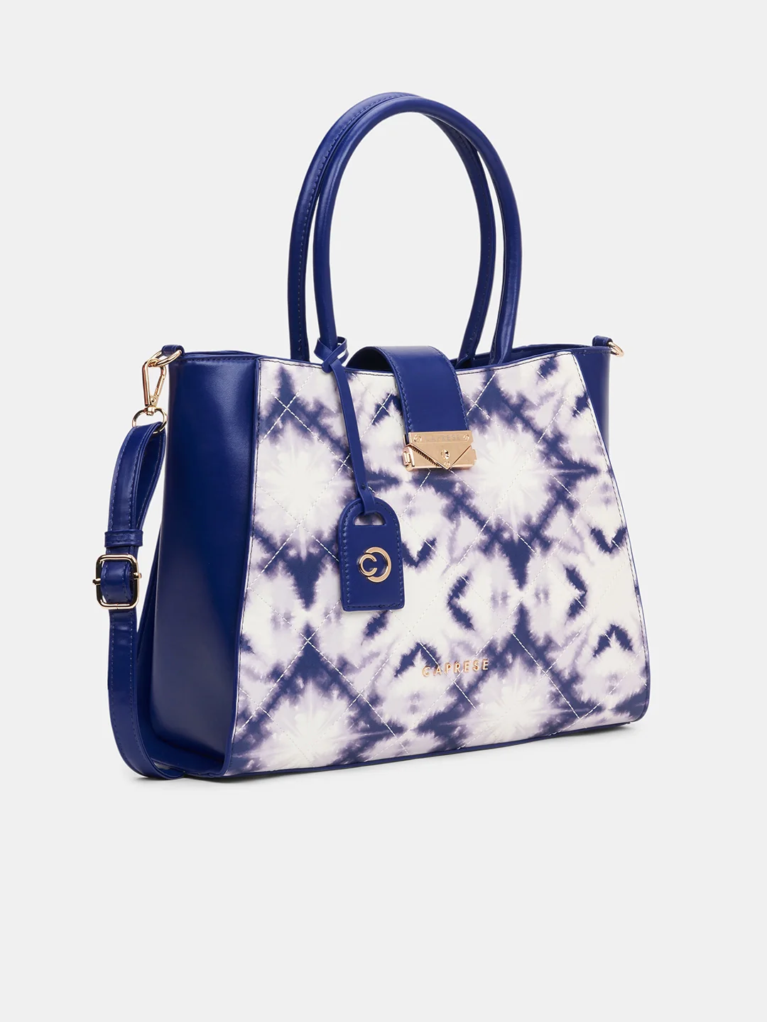 Caprese Shibori Large Blue Satchel Bag - Image 3