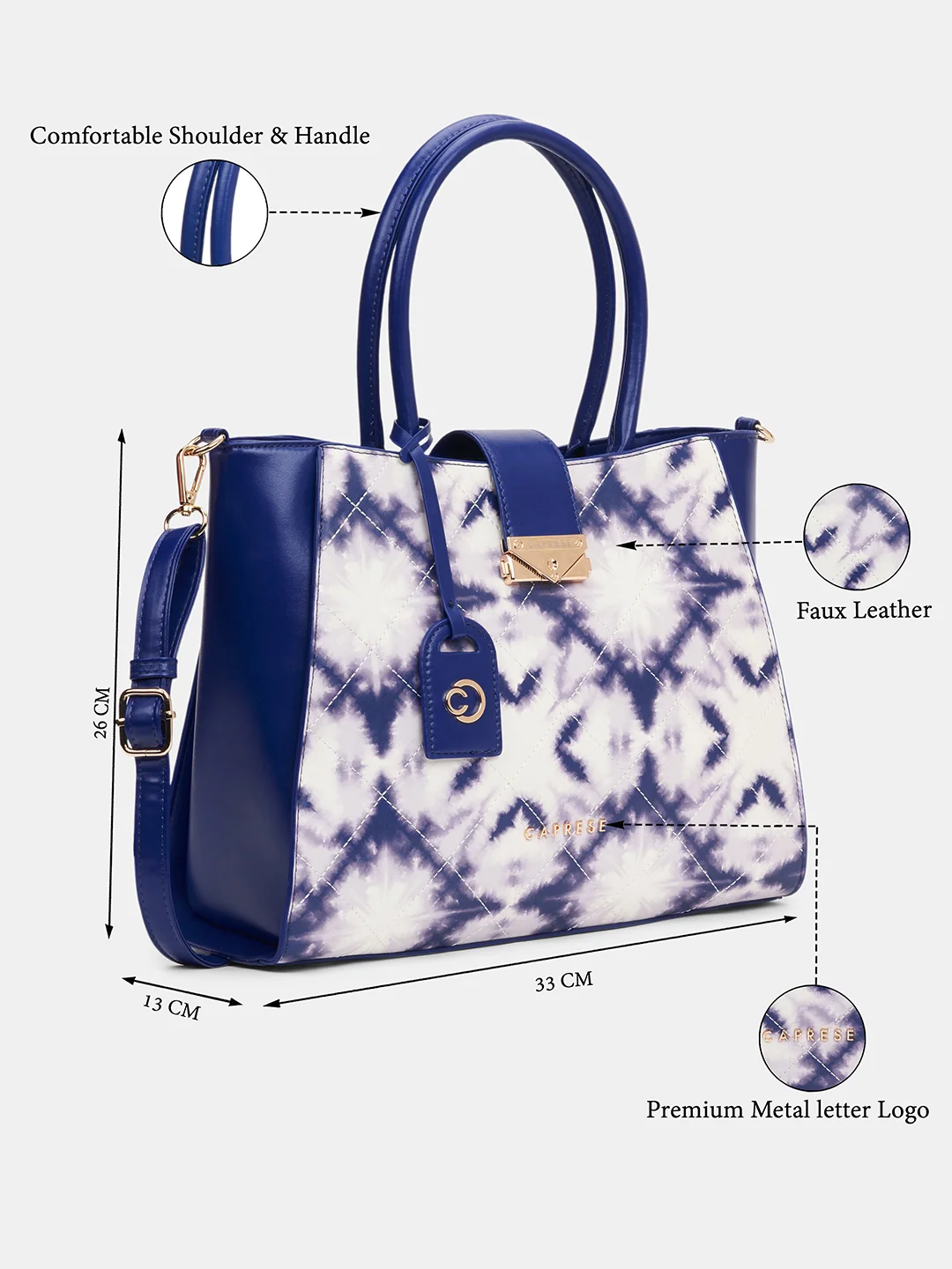 Caprese Shibori Large Blue Satchel Bag - Image 8