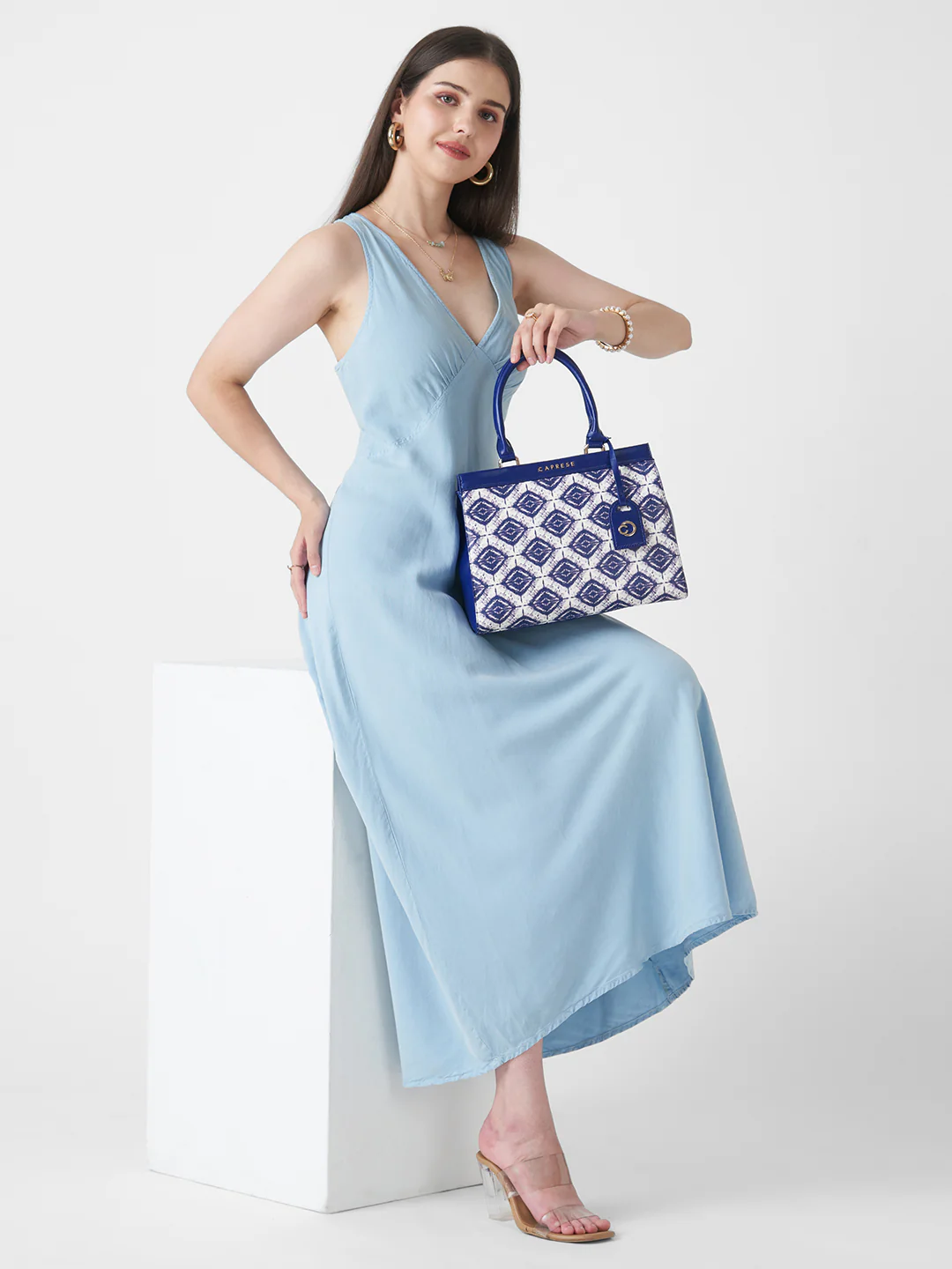 Caprese Shibori Large Blue Tote Bag - Image 10