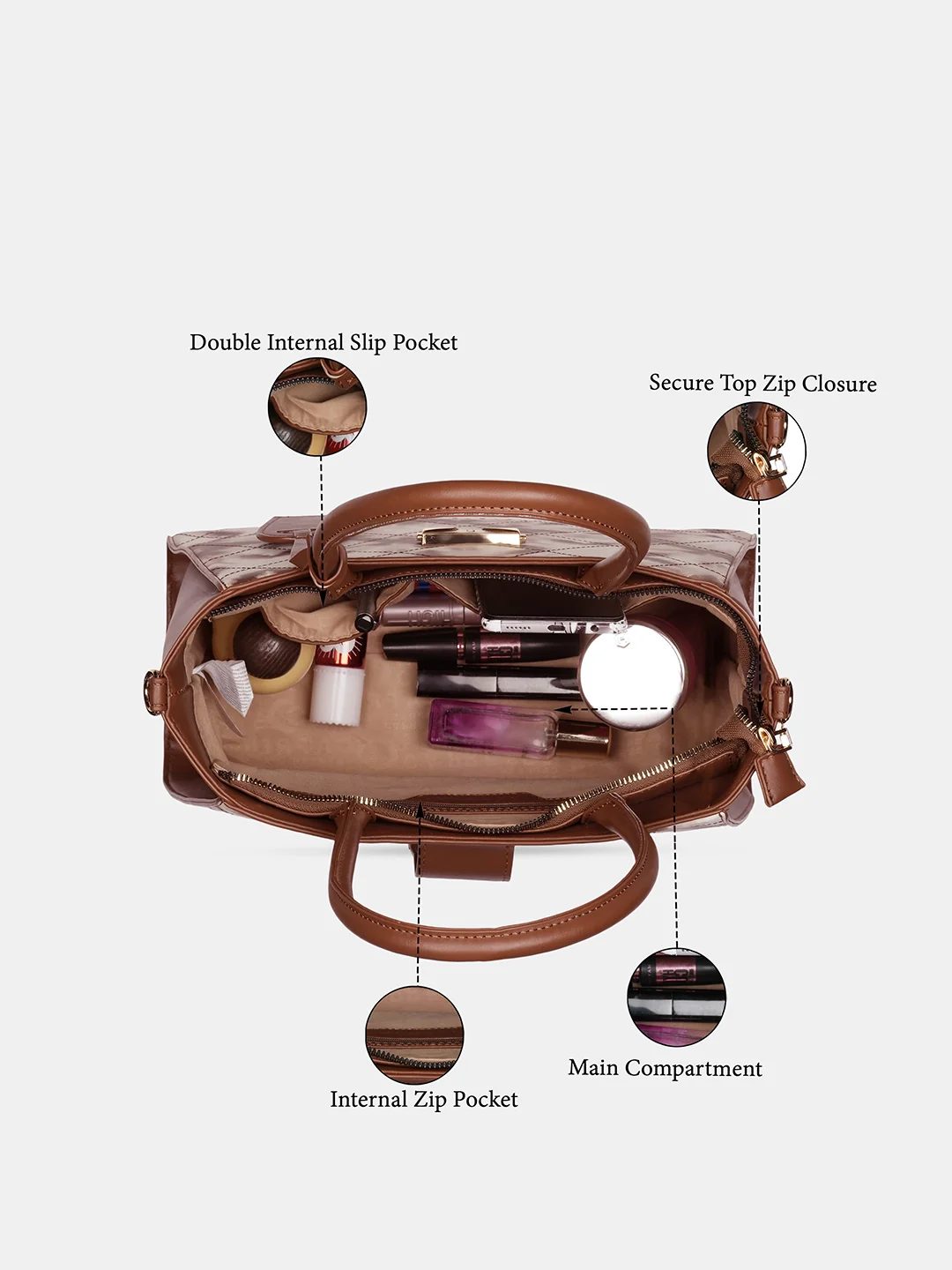 Caprese Shibori Large Brown Satchel Bag - Image 7