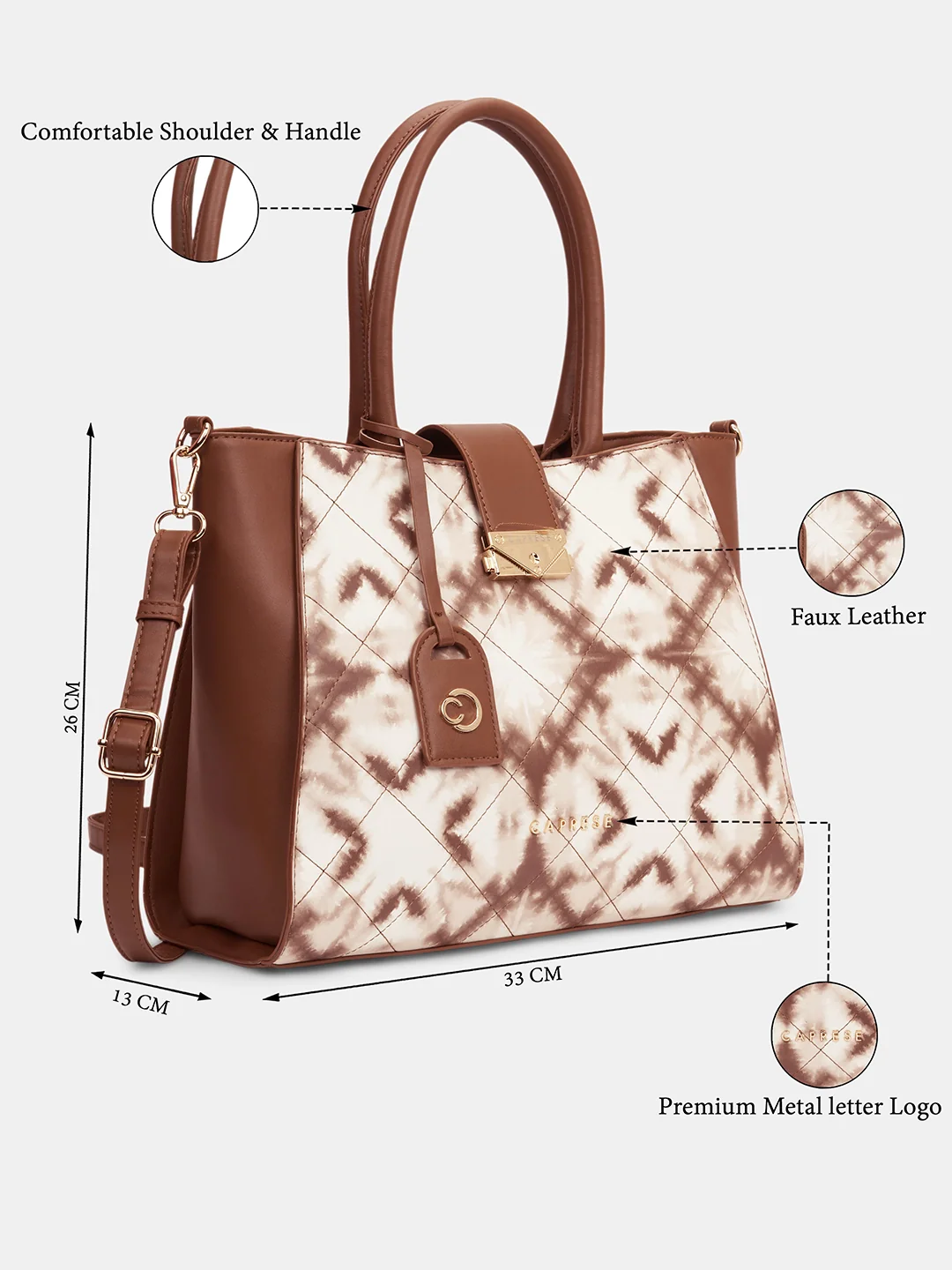 Caprese Shibori Large Brown Satchel Bag - Image 8