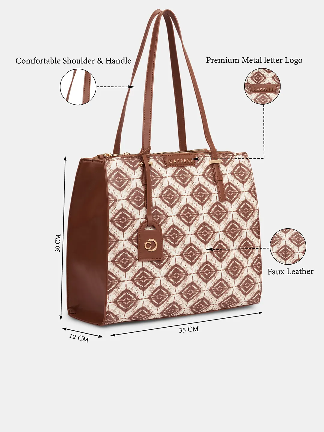 Caprese Shibori Large Brown Tote Bag - Image 8