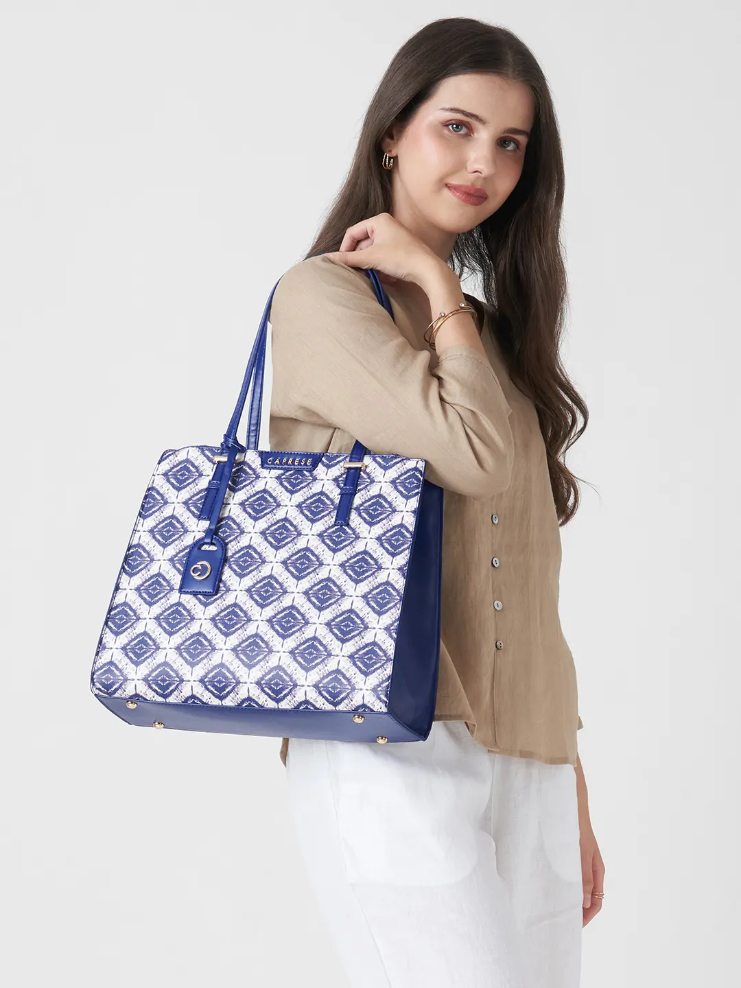 Caprese Shibori Medium Blue Satchel Bag
