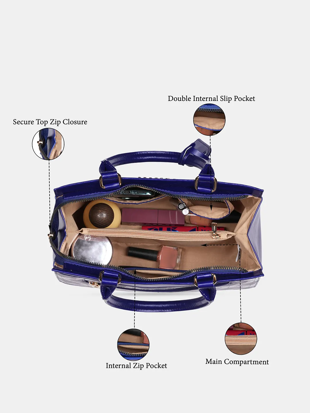 Caprese Shibori Medium Blue Satchel Bag - Image 7