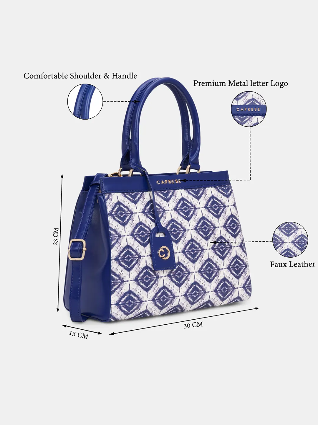 Caprese Shibori Medium Blue Satchel Bag - Image 8