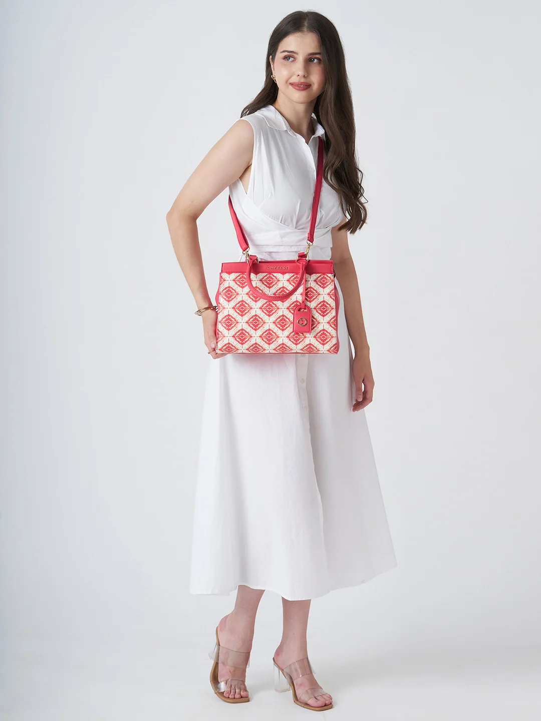 Caprese Shibori Medium Pink Satchel Bag - Image 9