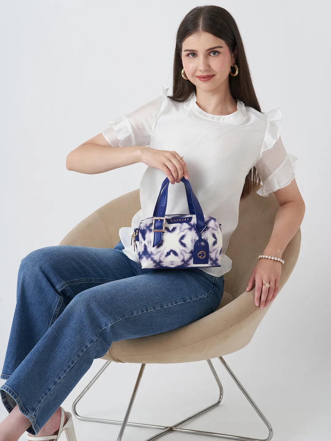 Caprese Shibori Small Blue Duffel Bag - Image 10
