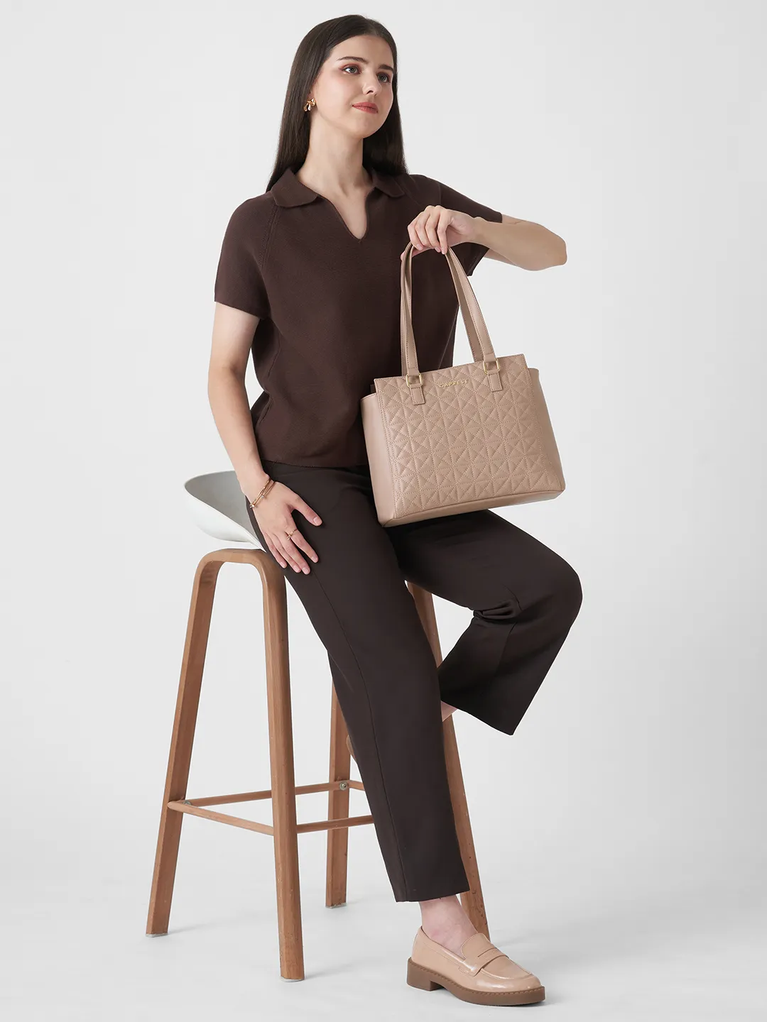 Caprese Shine Medium Dark Pink Tote Bag - Image 10