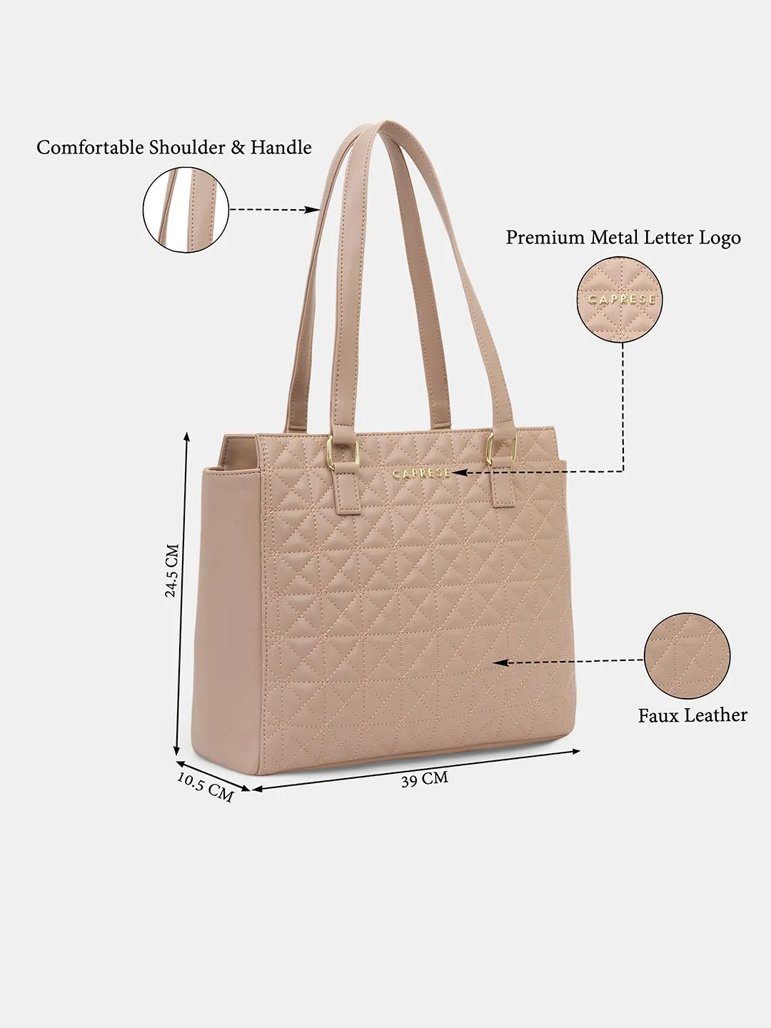 Caprese Shine Medium Dark Pink Tote Bag - Image 6
