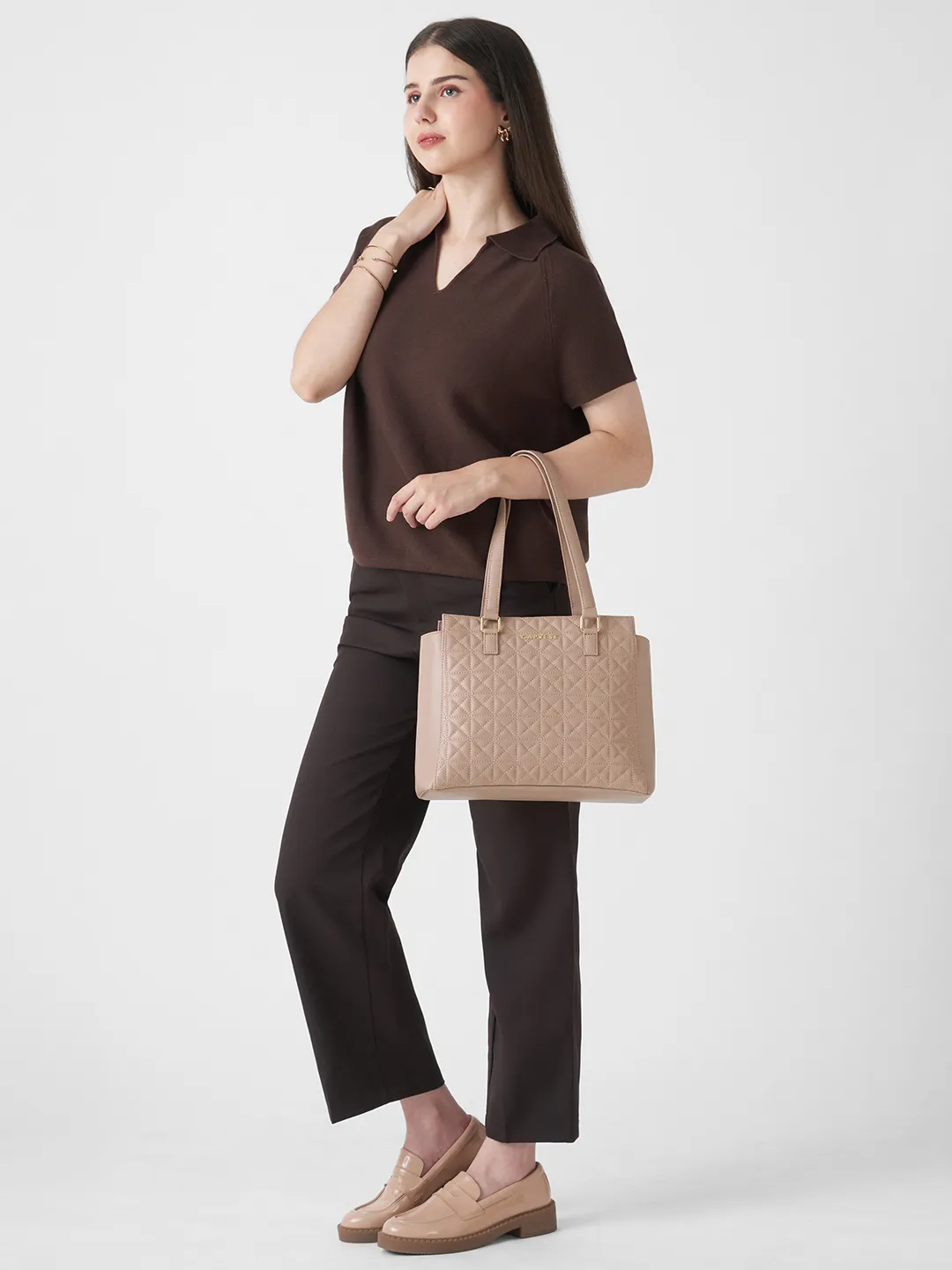 Caprese Shine Medium Dark Pink Tote Bag - Image 9