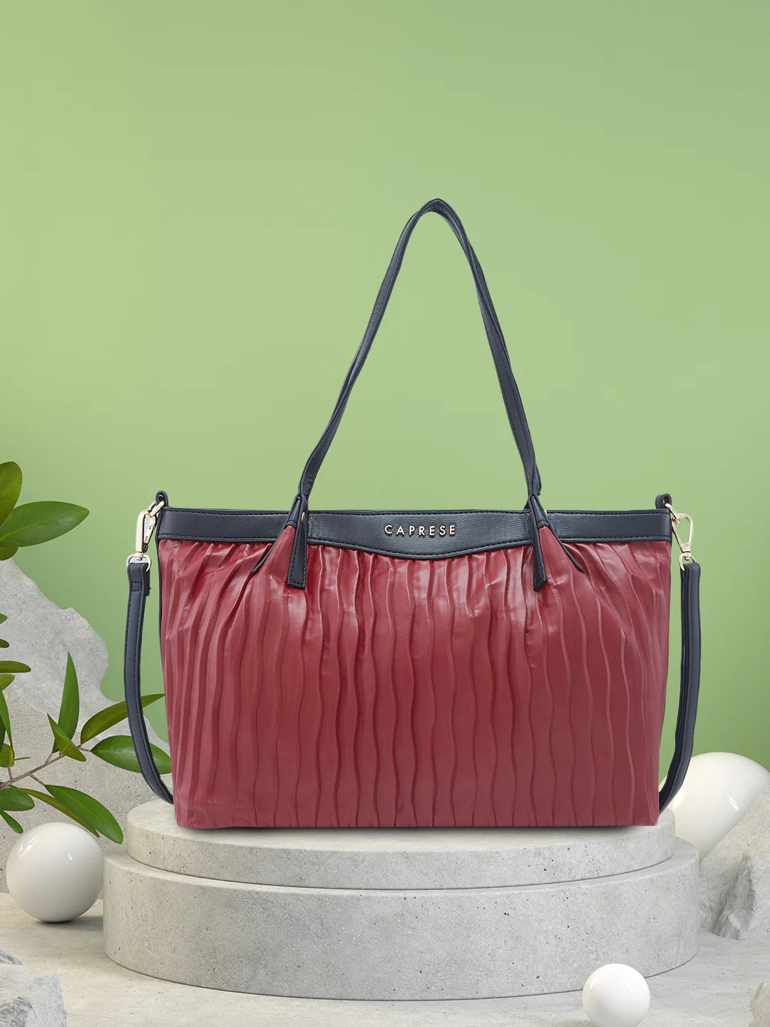 Caprese Shyla Large Burgundy Satchel Bag