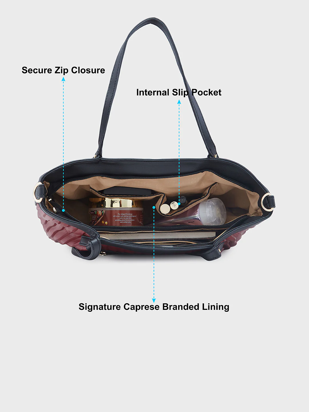 Caprese Shyla Large Burgundy Satchel Bag - Image 8
