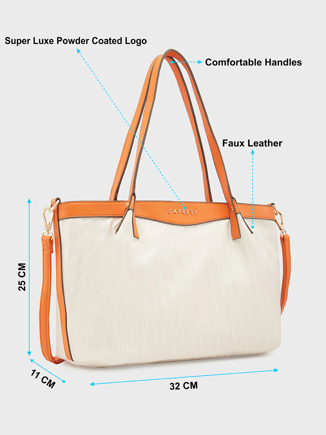 Caprese Shyla Large Cream Satchel Bag - Image 7