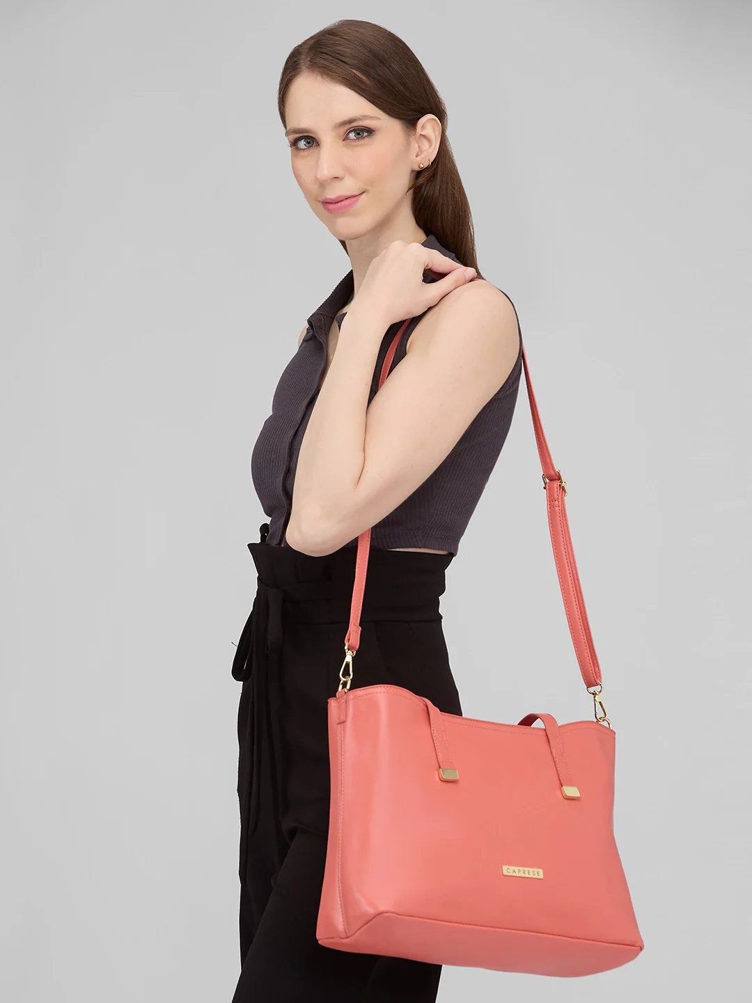 Caprese Shyla Large Peach Tote Bag - Image 11