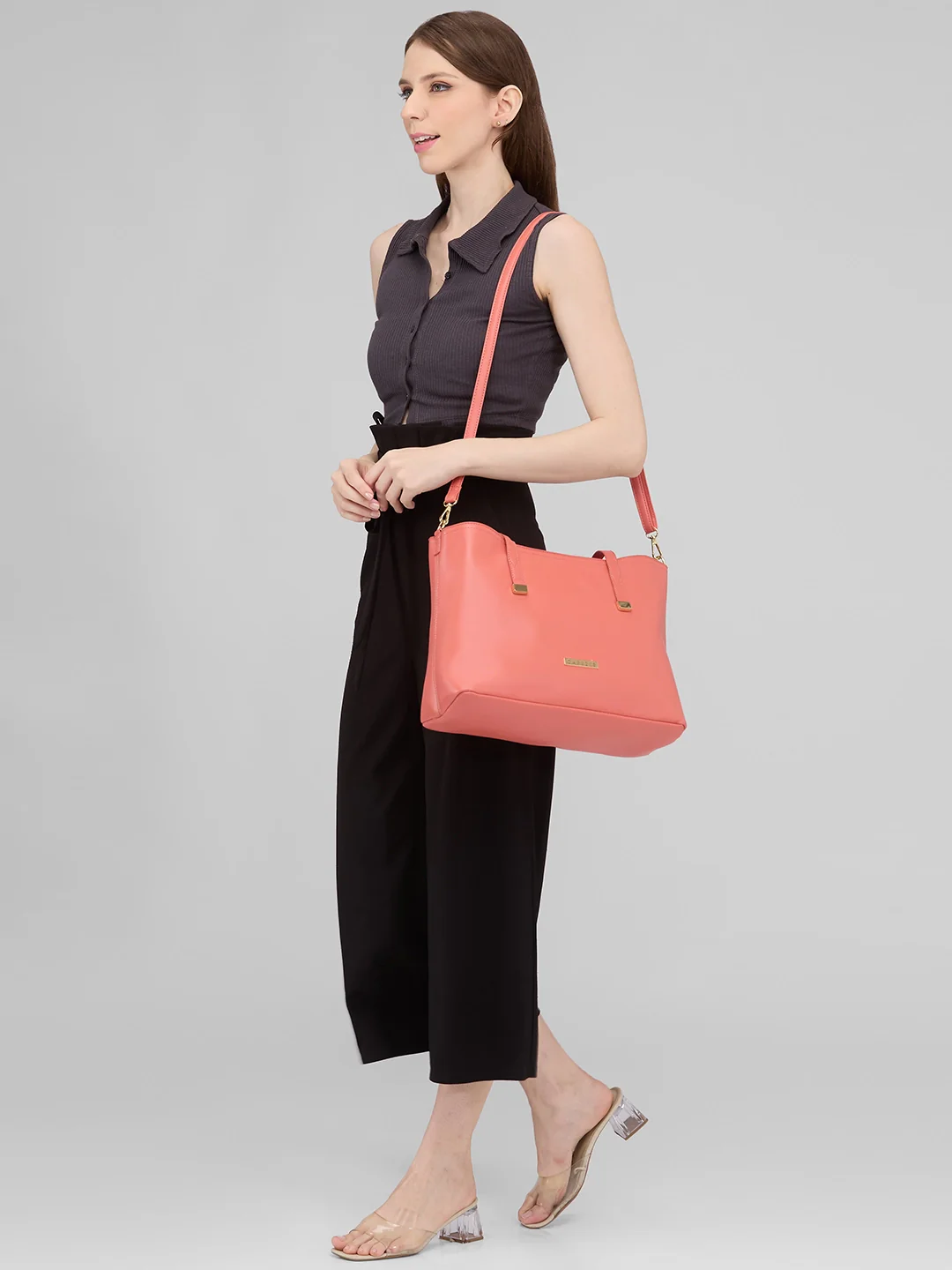 Caprese Shyla Large Peach Tote Bag - Image 2
