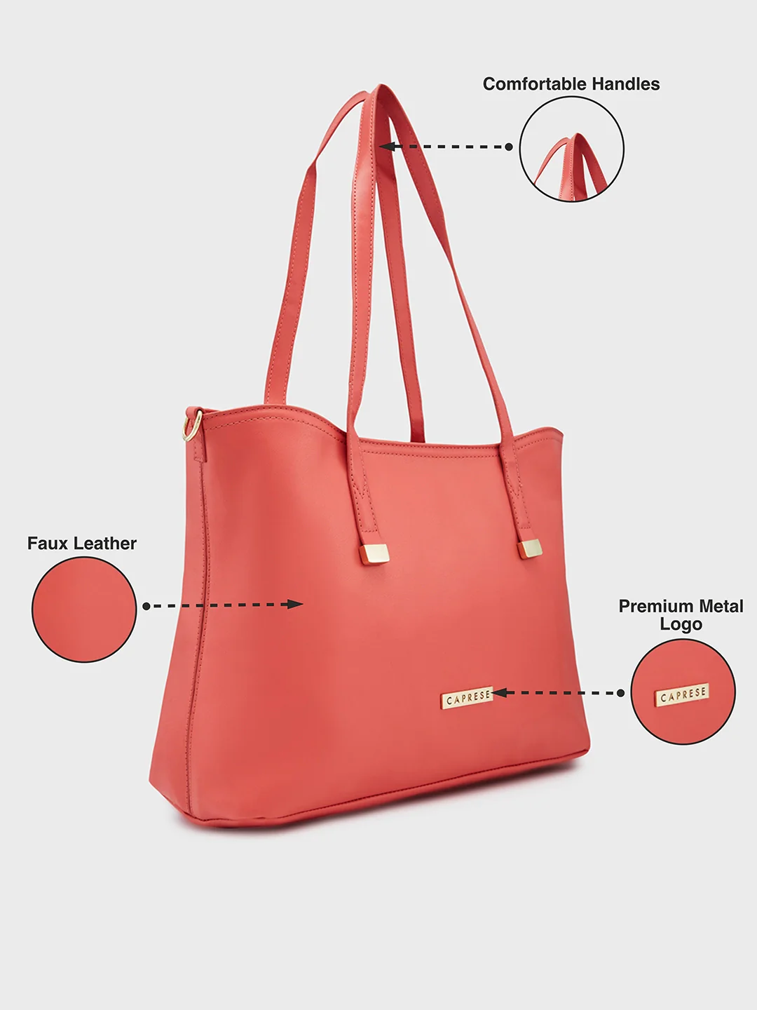 Caprese Shyla Large Peach Tote Bag - Image 6