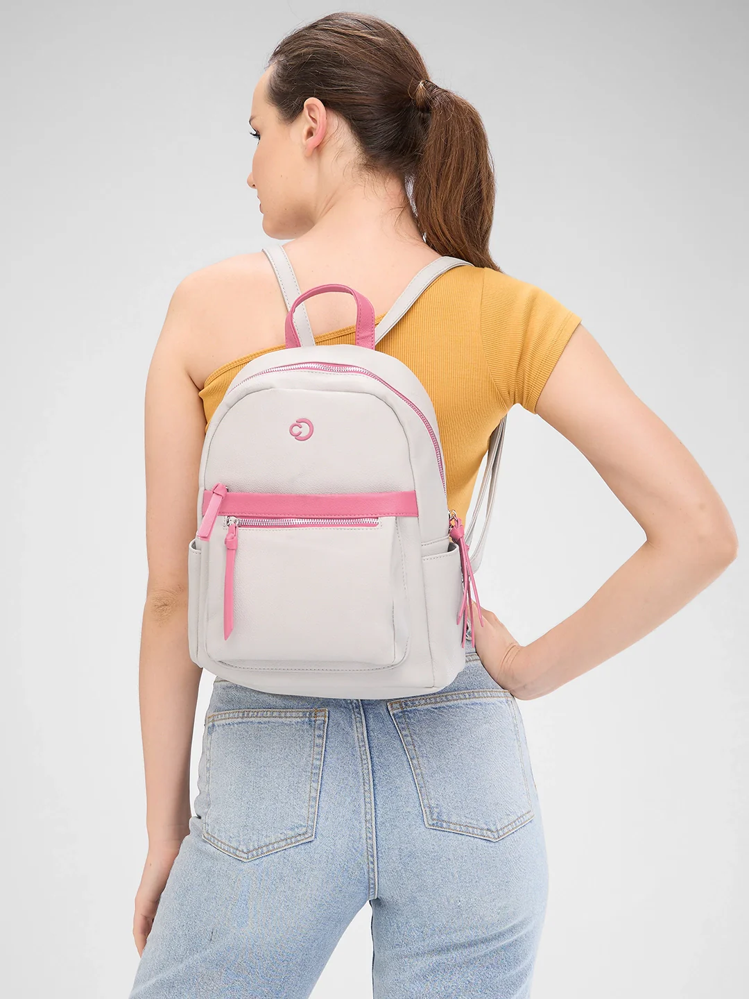 Caprese Sia Medium Beige Fashion Backpack - Image 2