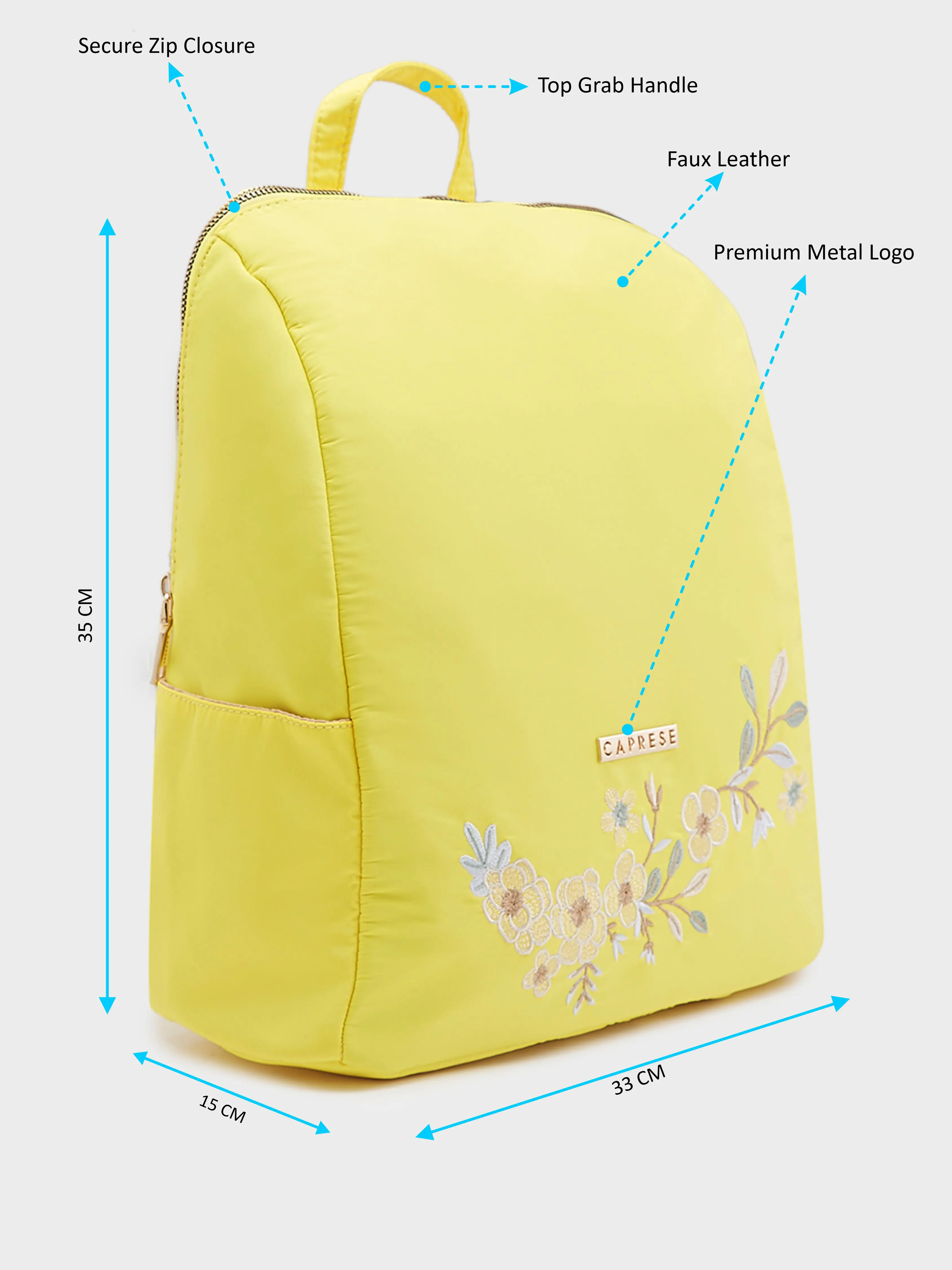Caprese Sierra Large Dark Yellow Backpack - Image 12