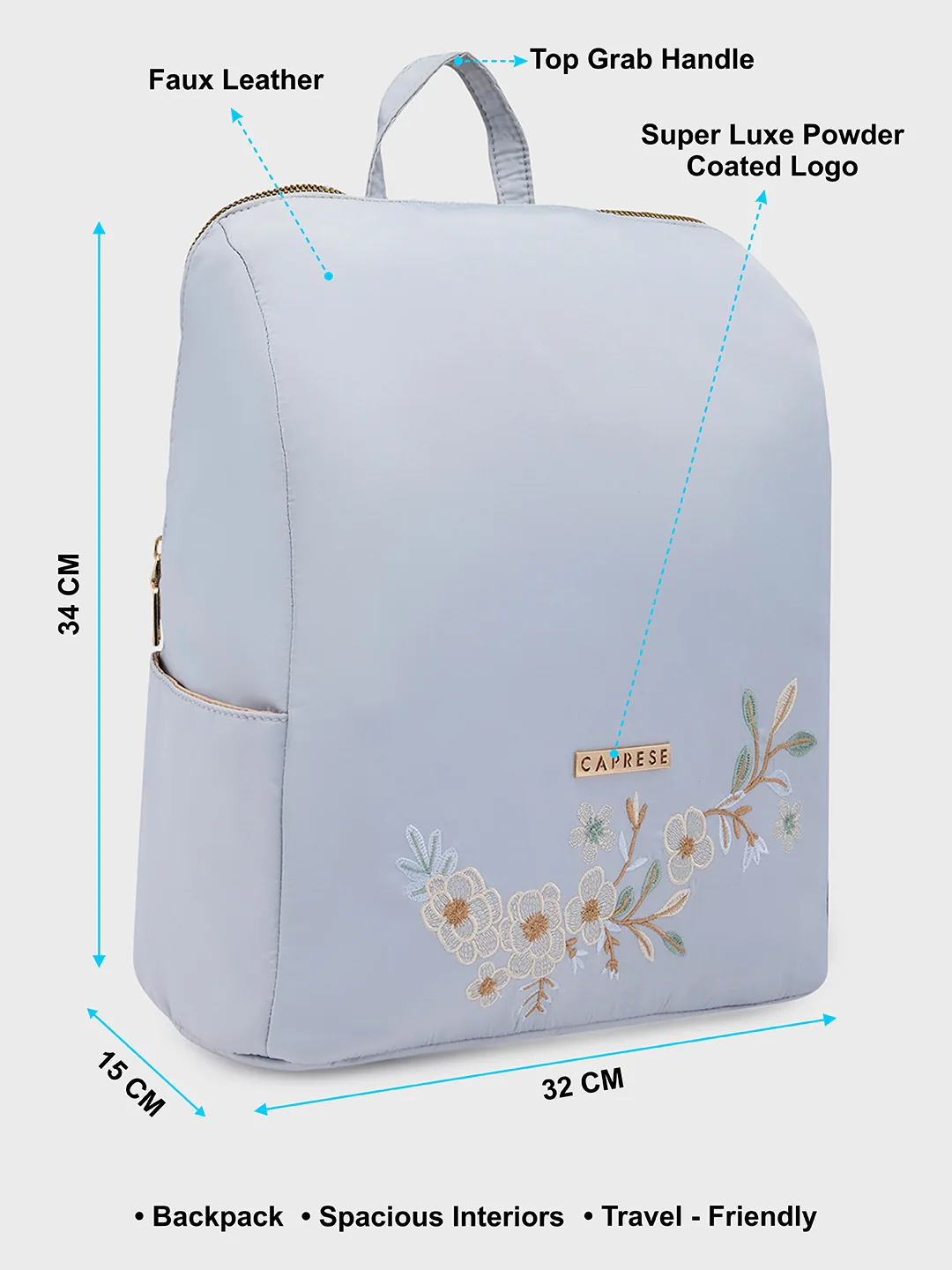 Caprese Sierra Large Grey Backpack - Image 7