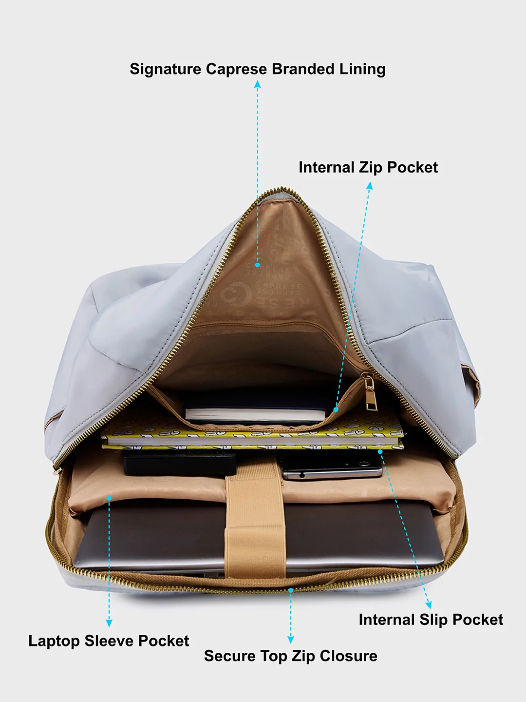 Caprese Sierra Large Grey Backpack - Image 8