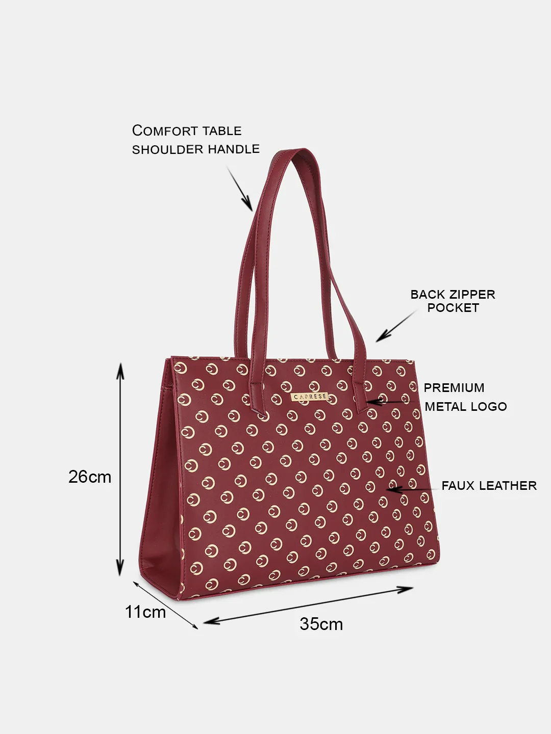 Caprese Siesta Medium Maroon Satchel Bag - Image 11