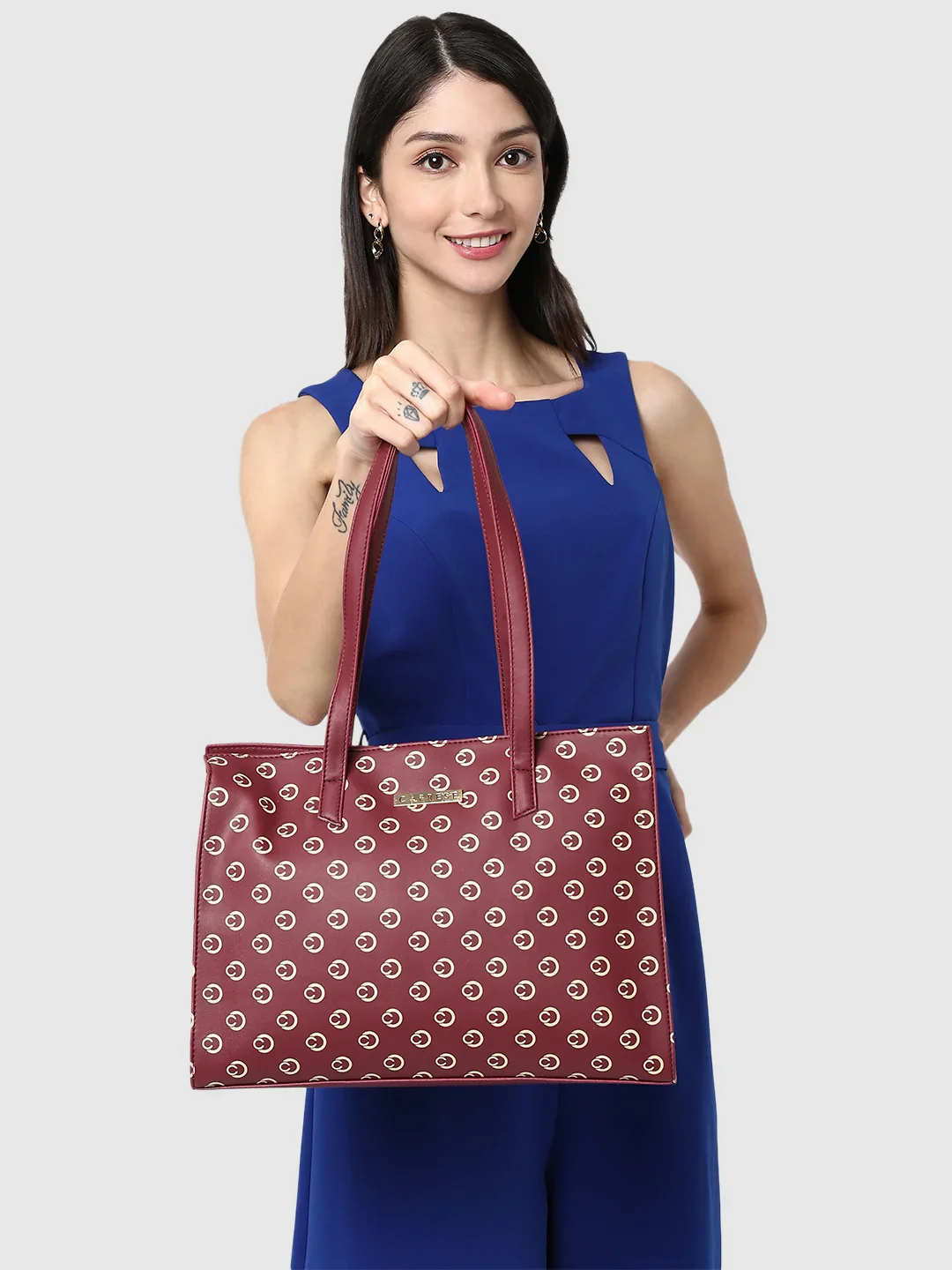 Caprese Siesta Medium Maroon Satchel Bag - Image 3