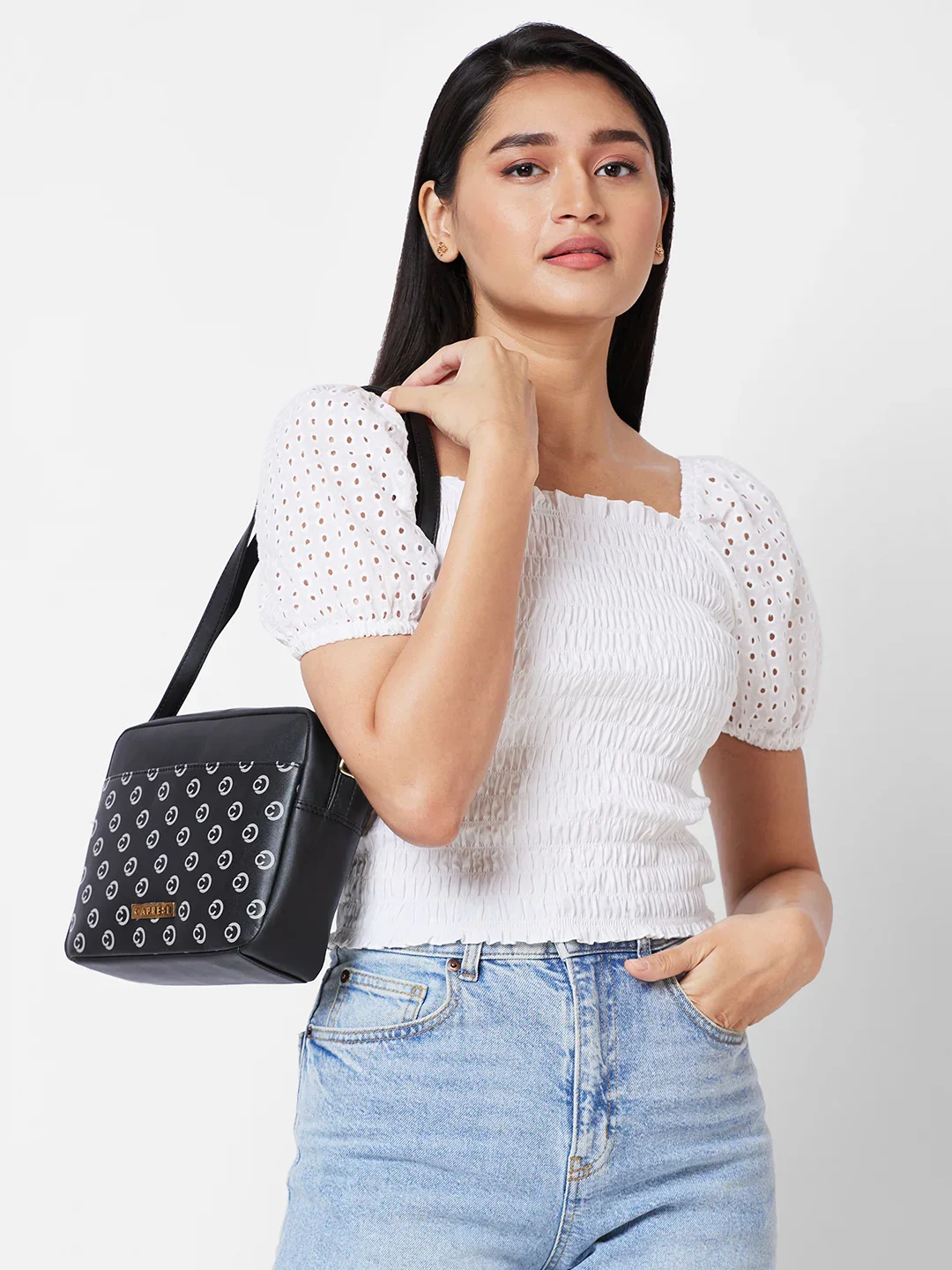 Caprese Siesta Small Black Sling Bag - Image 10