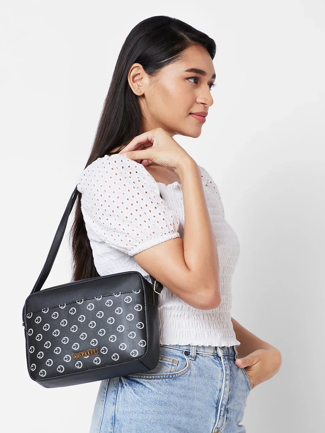 Caprese Siesta Small Black Sling Bag - Image 11