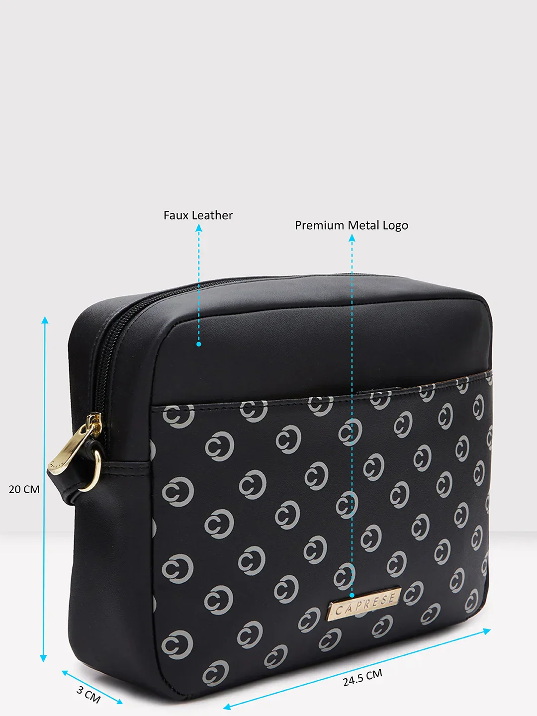 Caprese Siesta Small Black Sling Bag - Image 5