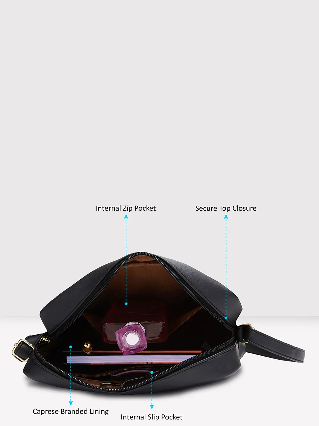 Caprese Siesta Small Black Sling Bag - Image 6