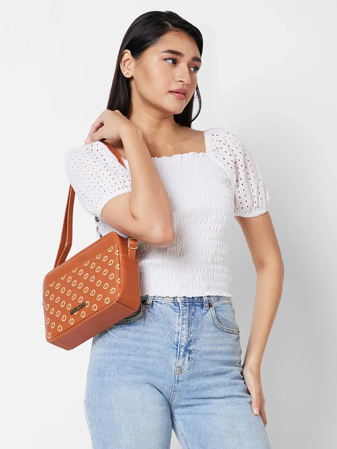 Caprese Siesta Small Tan Sling Bag - Image 7