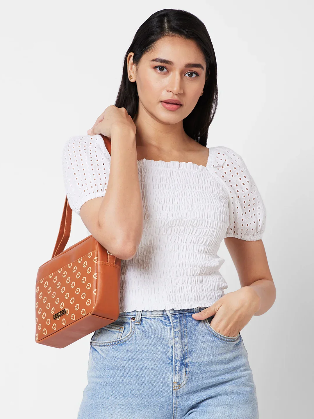 Caprese Siesta Small Tan Sling Bag - Image 8