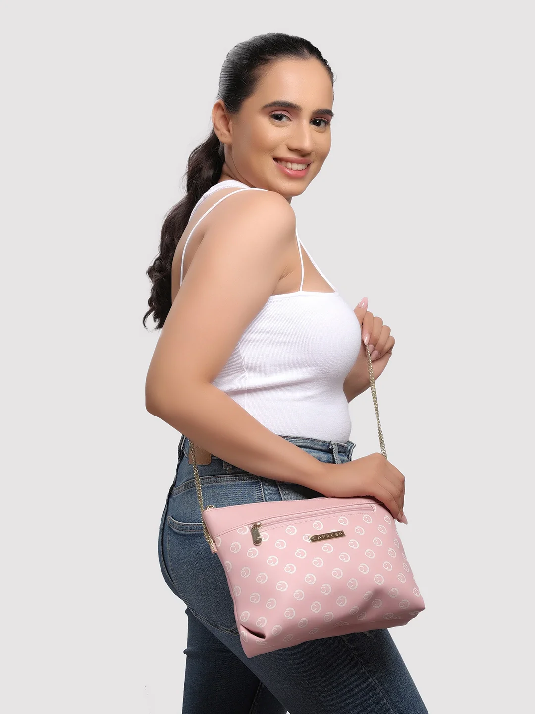Caprese Siesta Small Powder Pink Sling Bag - Image 12