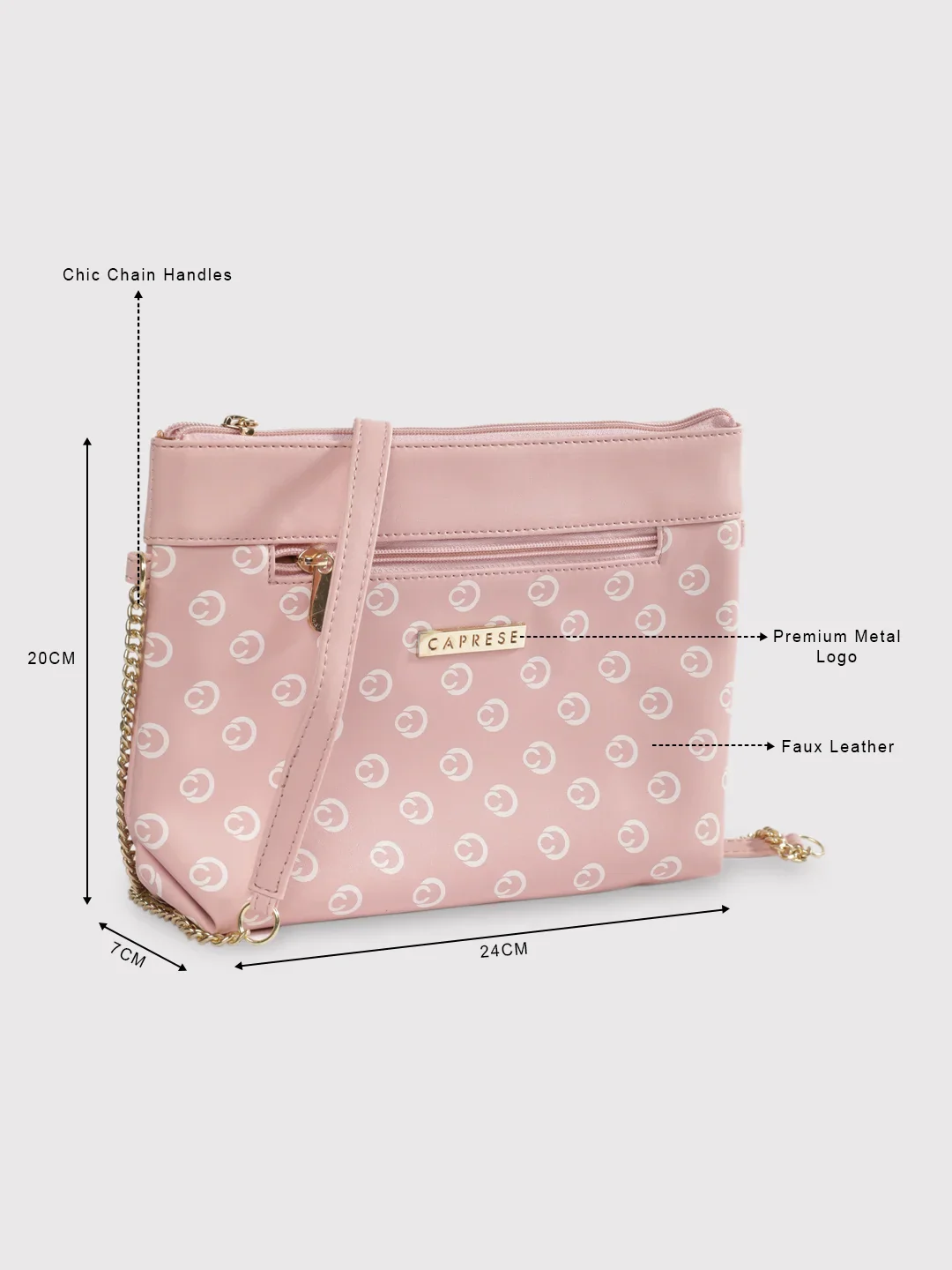 Caprese Siesta Small Powder Pink Sling Bag - Image 3