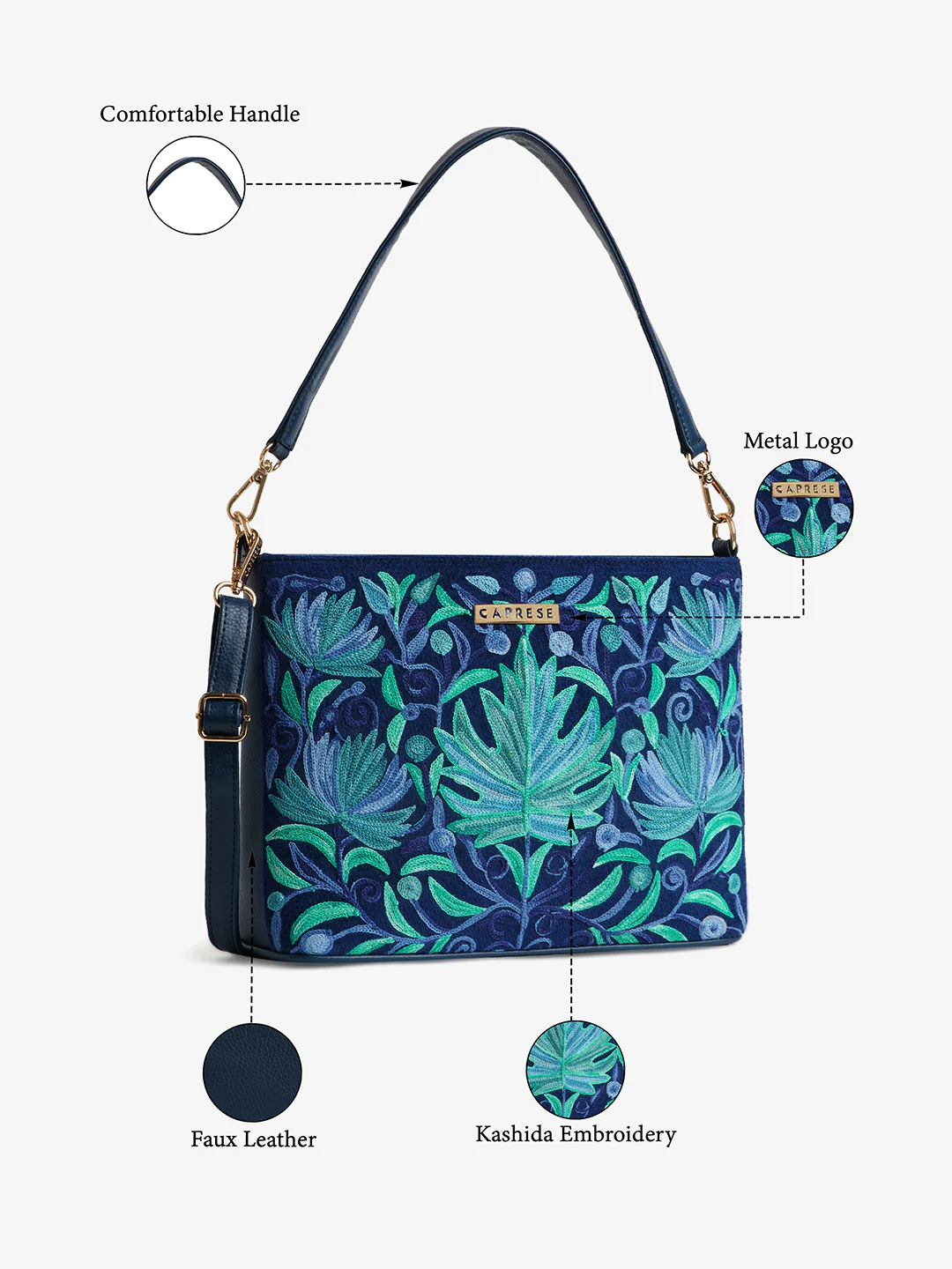 Caprese Siji Tresna Large Blue Crossbody Bag - Image 7