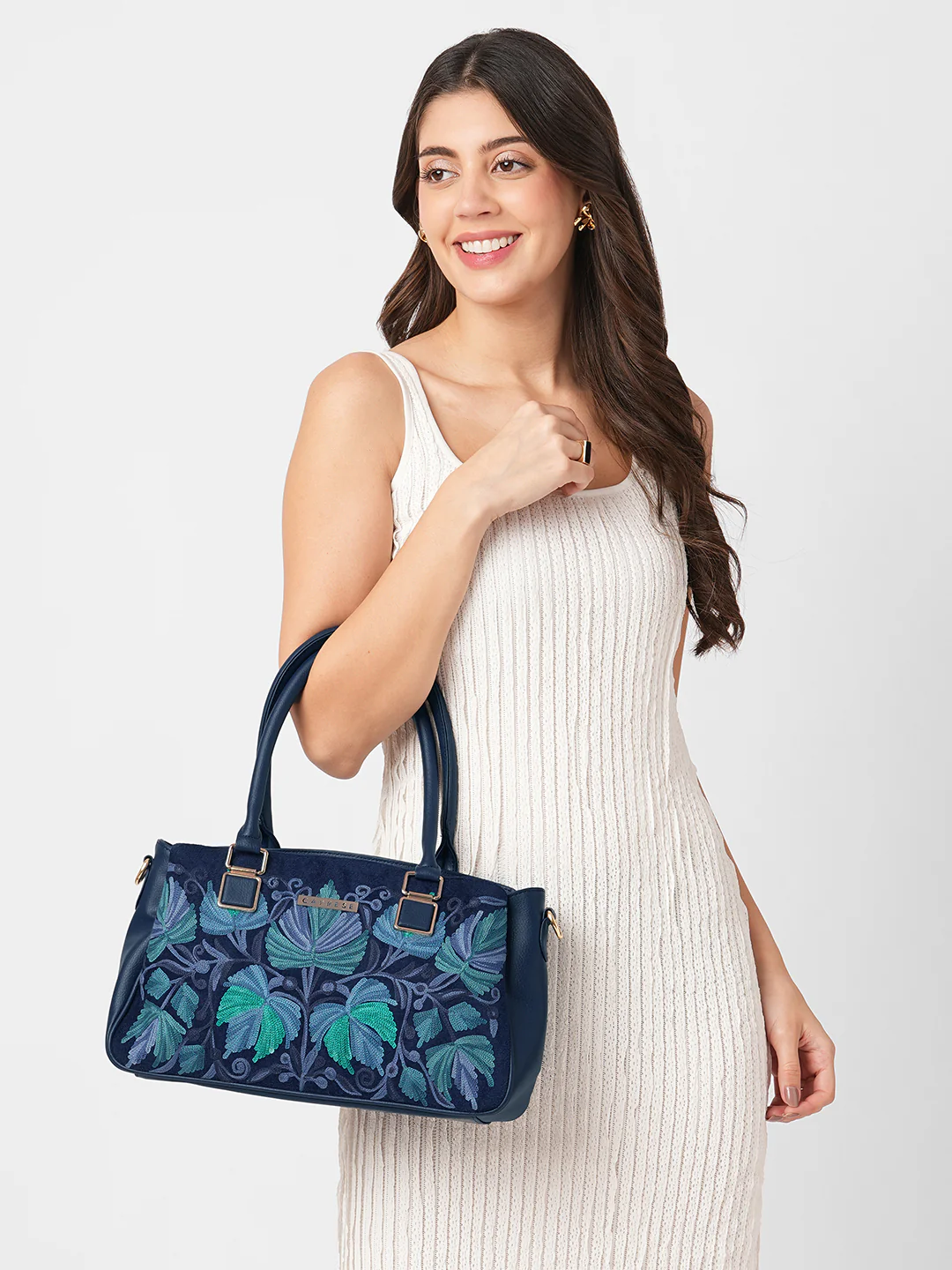 Caprese Siji Tresna Large Blue Satchel Bag