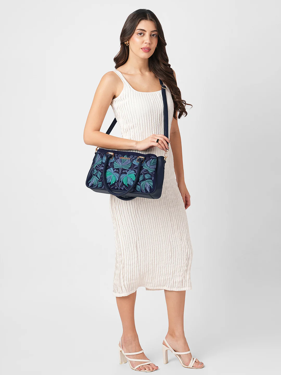 Caprese Siji Tresna Large Blue Satchel Bag - Image 9