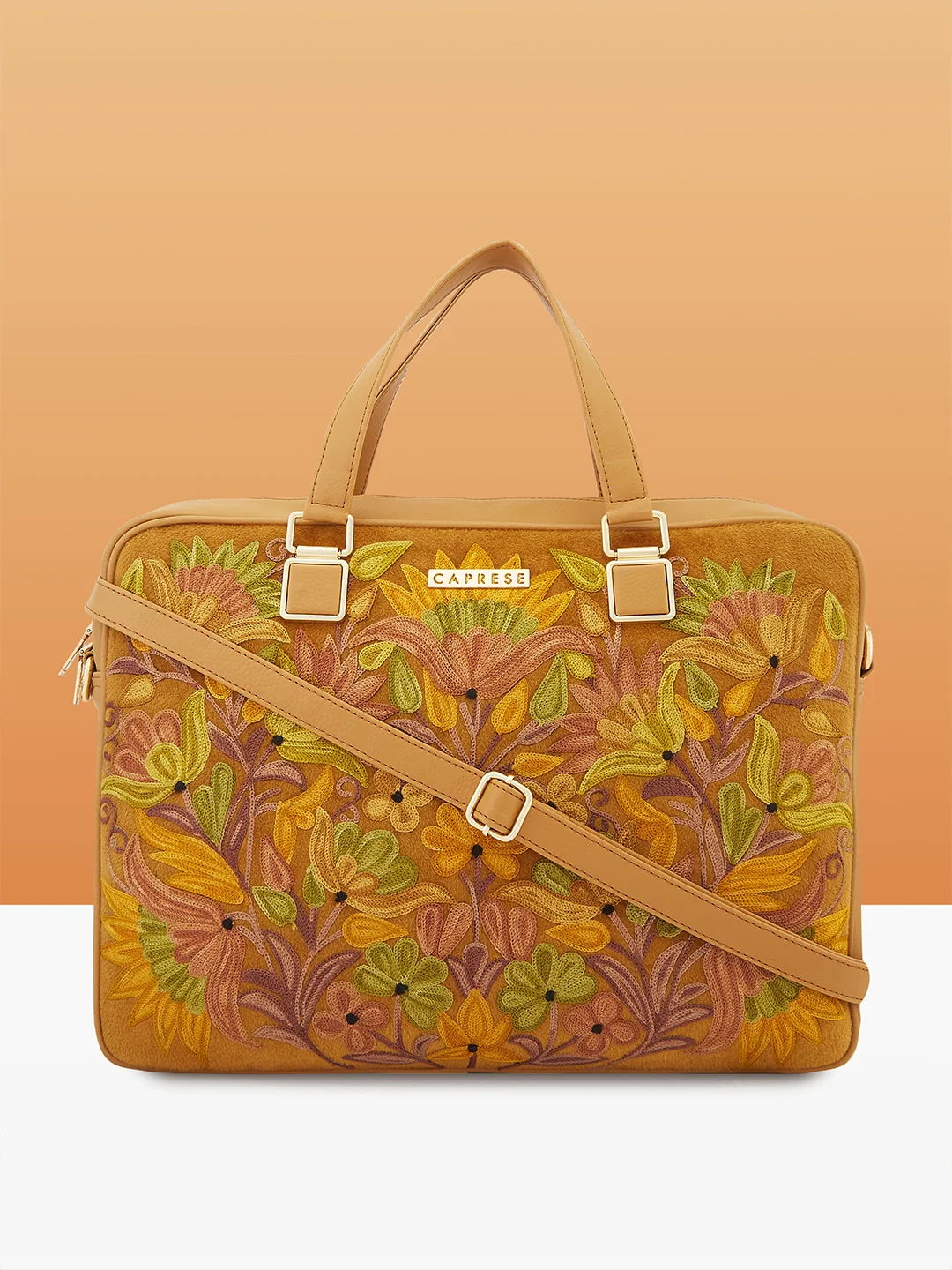 Caprese Siji Tresna Large Brown Laptop Bag