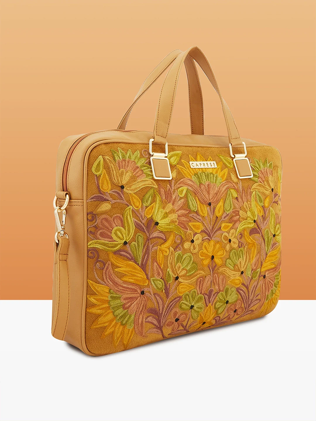 Caprese Siji Tresna Large Brown Laptop Bag - Image 3