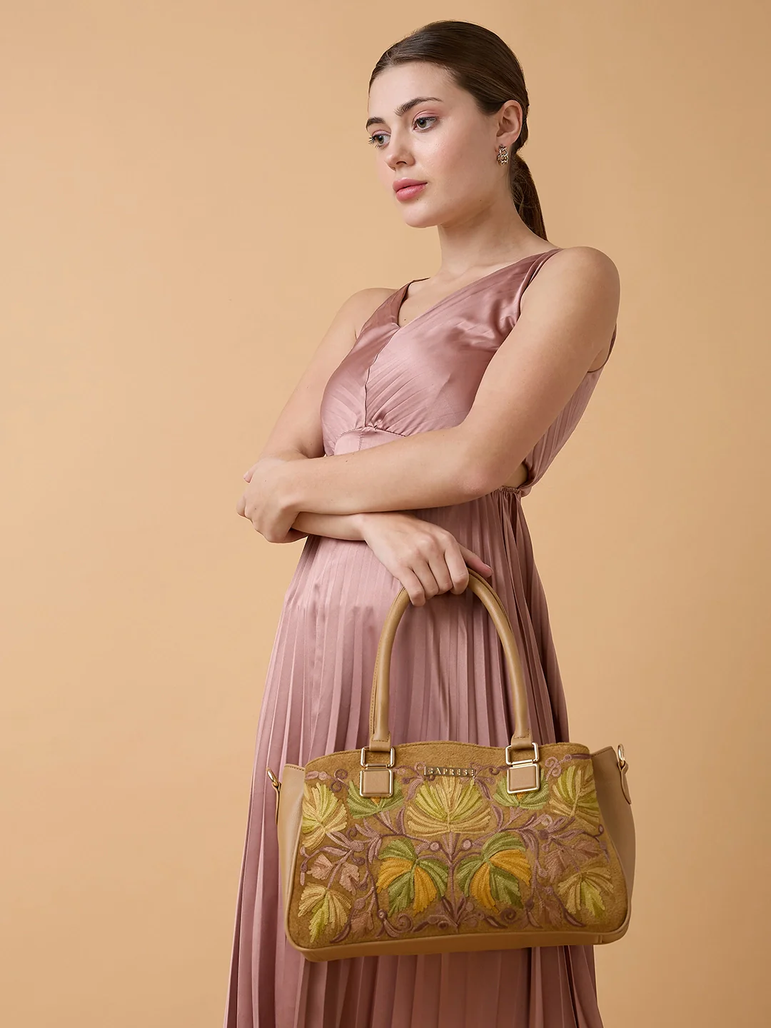 Caprese Siji Tresna Large Brown Satchel Bag - Image 4