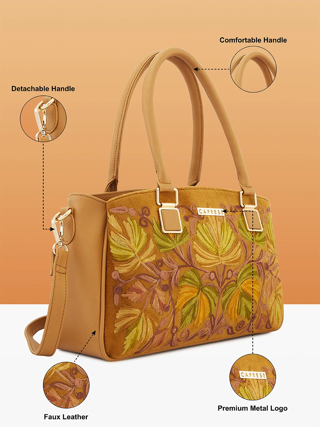 Caprese Siji Tresna Large Brown Satchel Bag - Image 8