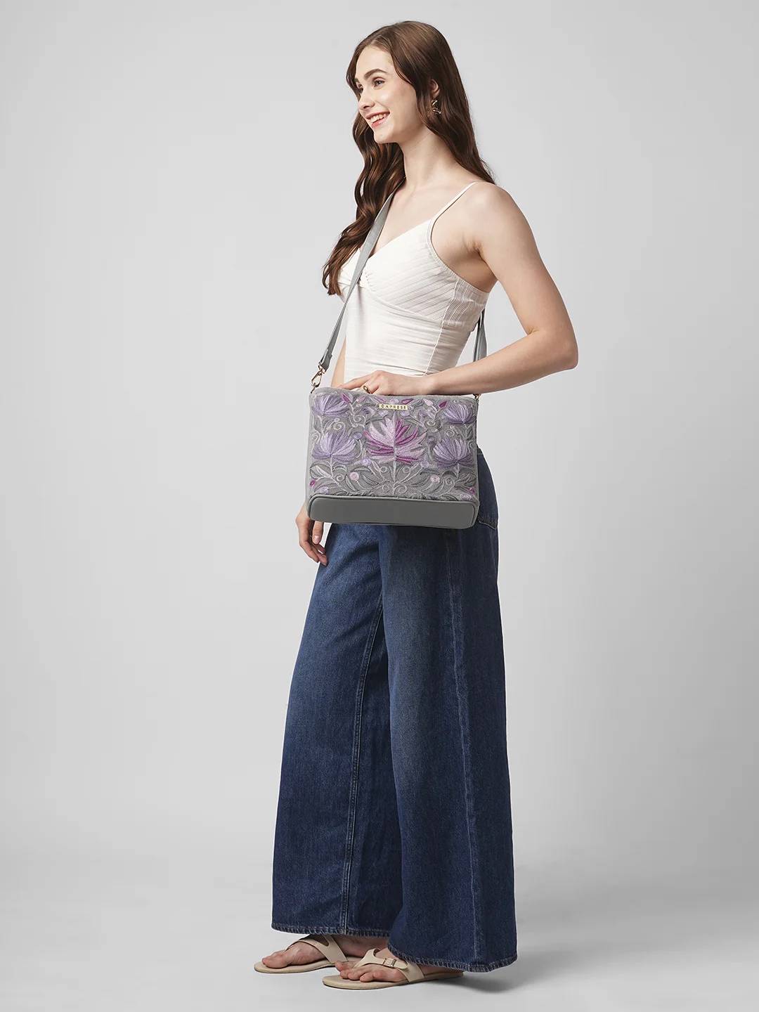 Caprese Siji Tresna Large Grey Crossbody Bag - Image 9