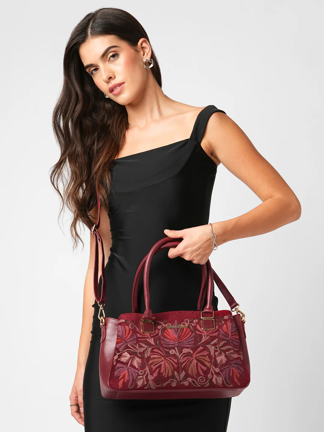 Caprese Siji Tresna Large Red Satchel Bag