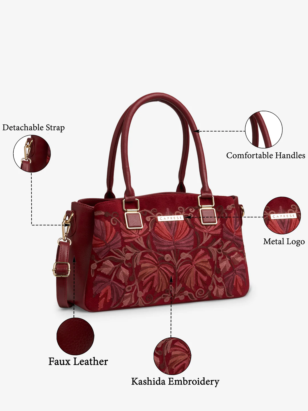 Caprese Siji Tresna Large Red Satchel Bag - Image 8
